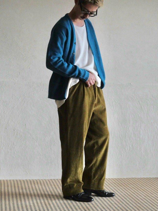 1960~70's Euro Vintage Wide-Wale Corduroy Trousers, Dark YELLOW Color