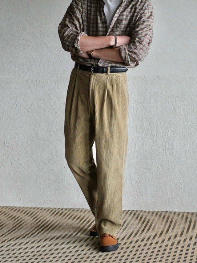 00's BURTON Tailor Wide-Wale Corduroy Trousers, BEIGE Color