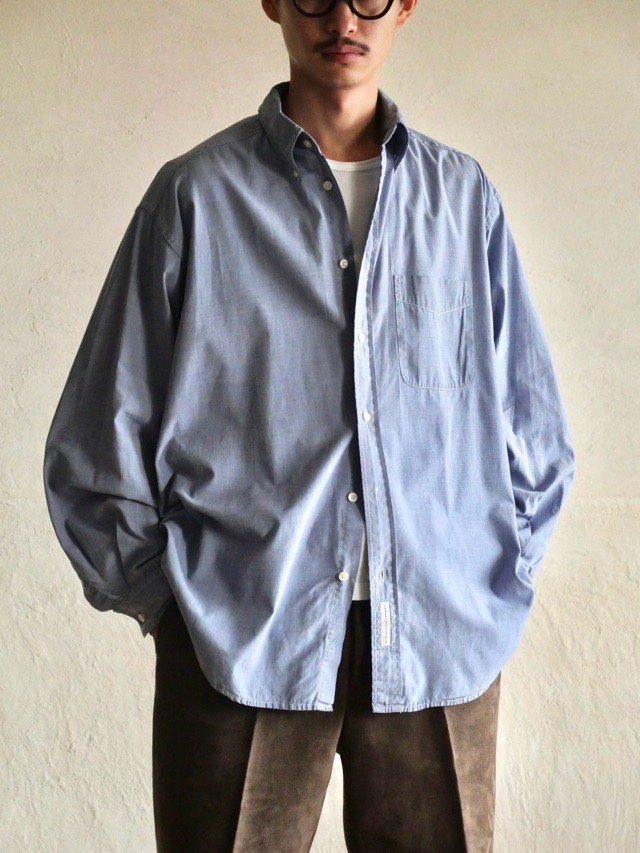 00's BANANA REPUBLIC Cotton Broad Shirt "Sax&White"
