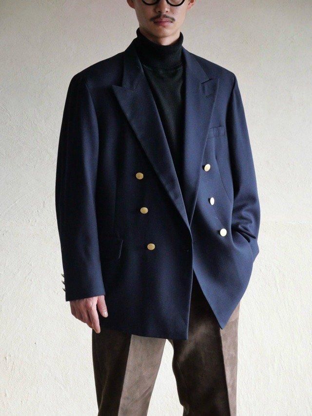 1990s Vintage BillBlass Double-Breasted Navy Blazer Made in USA.