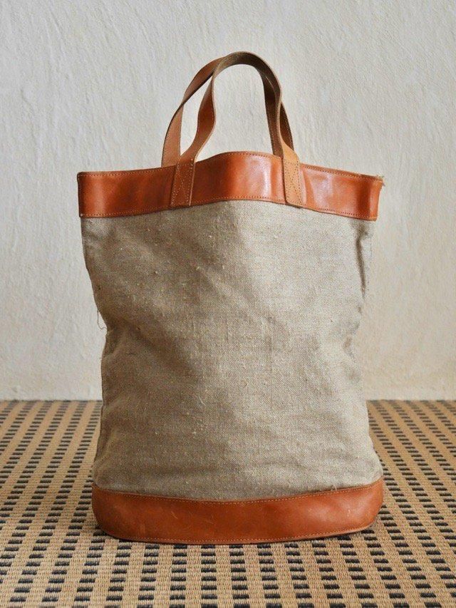 Unknown Vintage Cotton&Leather Tote Bag