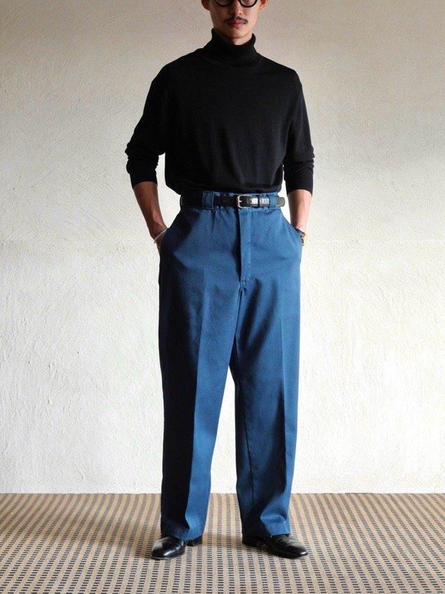 1980's Vintage Dickies Work Pants, Made in USA. "BLUE"