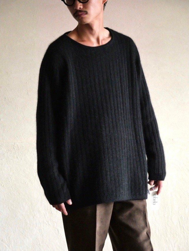 NOS , 00's Angora Mix Rib Knit Sweater "Black"