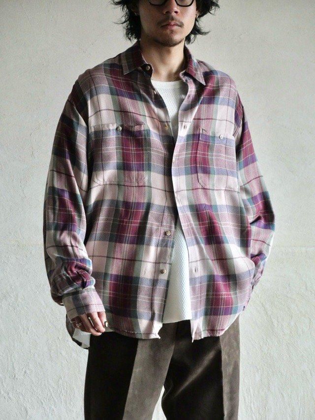 1980's BALL-ON Soft Cotton B.D. Check Shirt, PINK