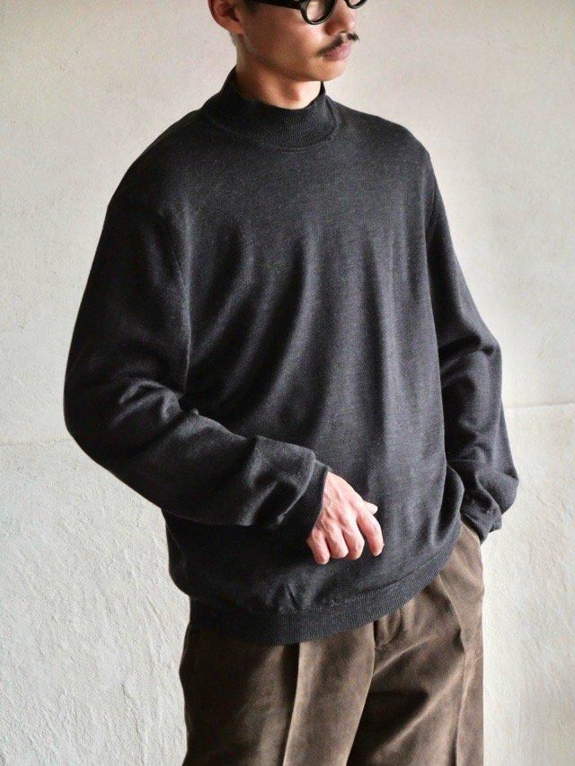 00's mantles Mock-neck Wool Knit Sweater"CHARCOAL"