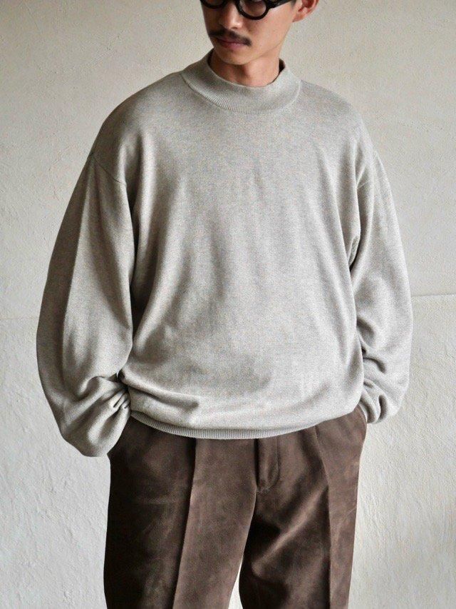 00's croft&barrow Mock-neck Cotton Knit Sweater"Melange GRAY"