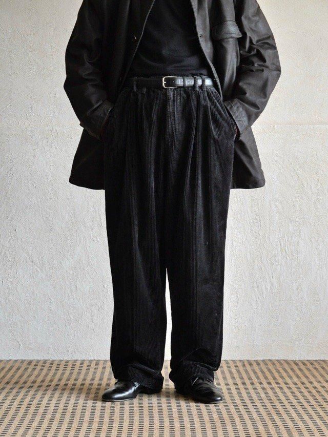 1990~00's eighteen77 Wide-Wale Corduroy Trousers "Fade-BLACK"
