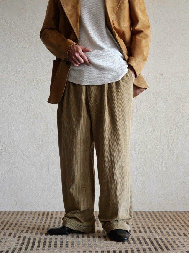 RalphLauren PURPLE-LABEL Wide-Wale Corduroy Trousers "Beige"