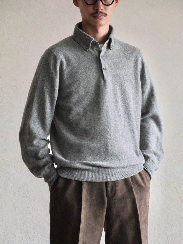 00's BRUNELLO CUCINELLI for Bergdorf Goodman 100% Cashmere Knit Shirt, GREY
