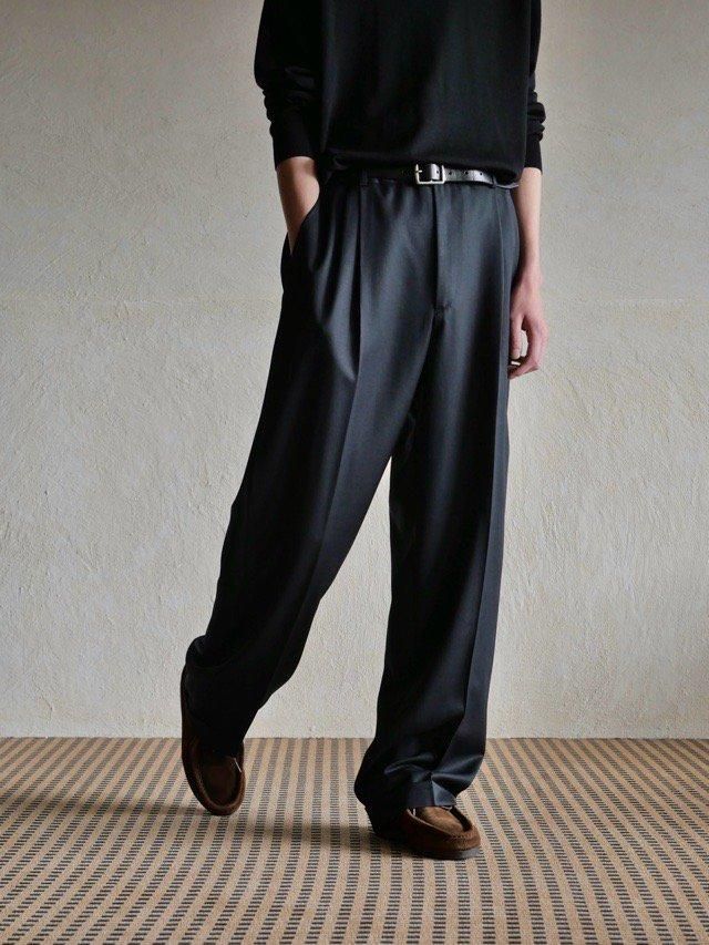 00's Zanella Wool Gabardine 3tucks Trousers, Made in Italy.
