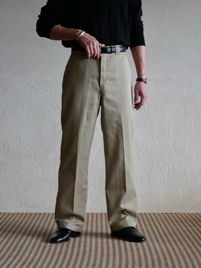 1980's Vintage Dickies874 Work Pants, 
Made in USA / Beige w.30