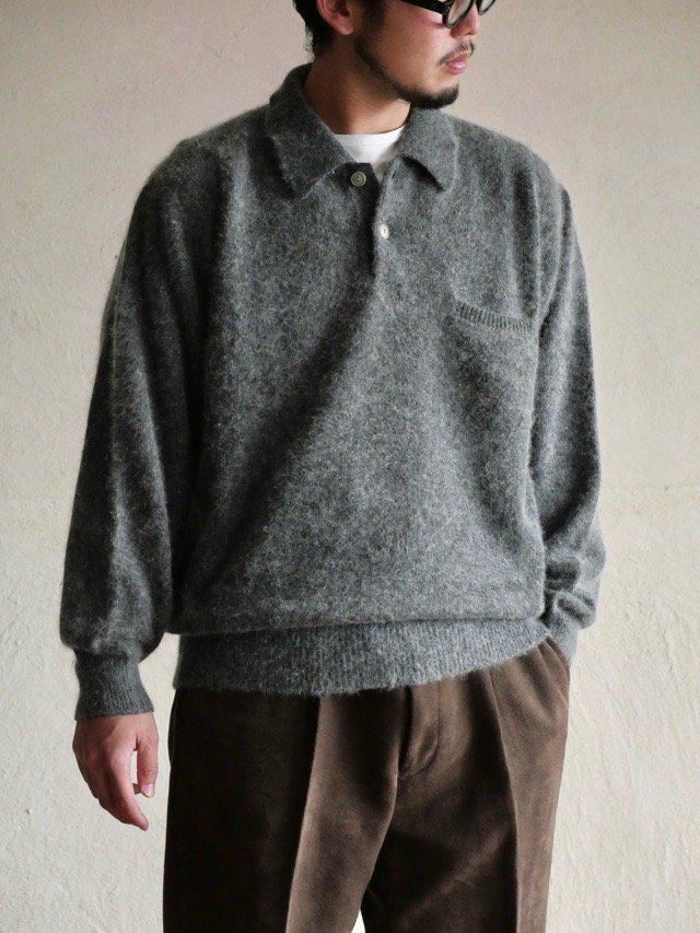 PACCINO Shaggy Knit Polo Sweater