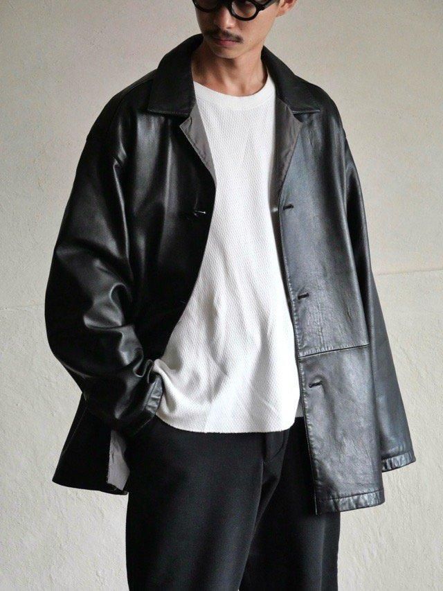 00's DANIER "Lambs-Leather & Peach-Skin" Half Coat