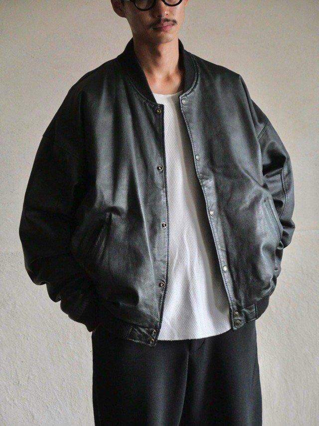 90's TEXX CANADA All Leather Stadium Jacket, Black