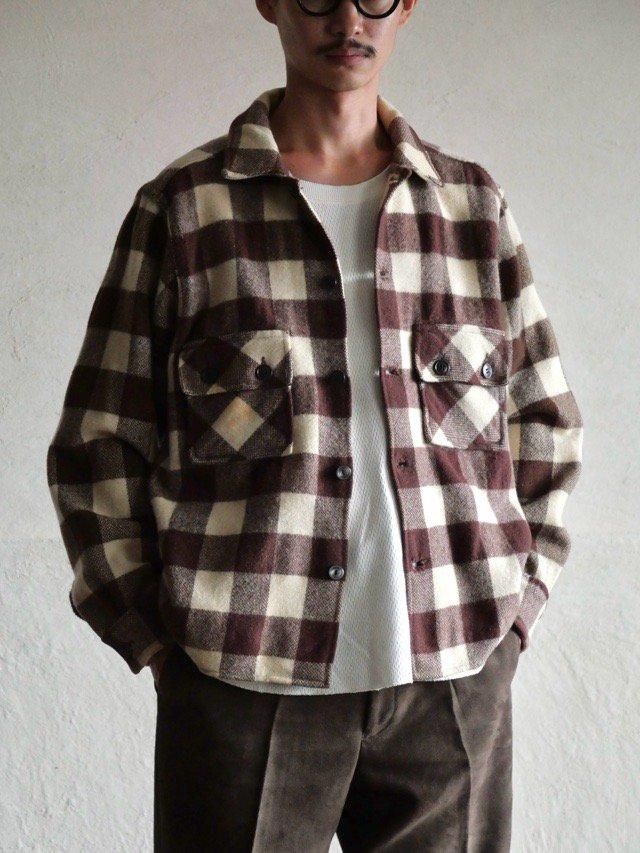 1960's Vintage C.P.O. Wool Check Shirt-Jacket, Brown