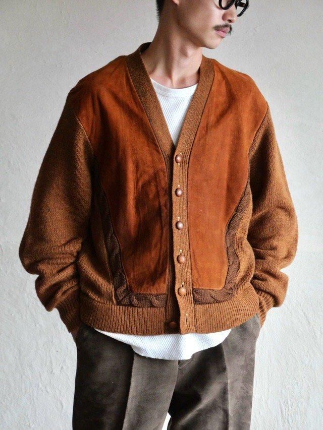 1960's Vintage Leather&Knit Switched Cardigan