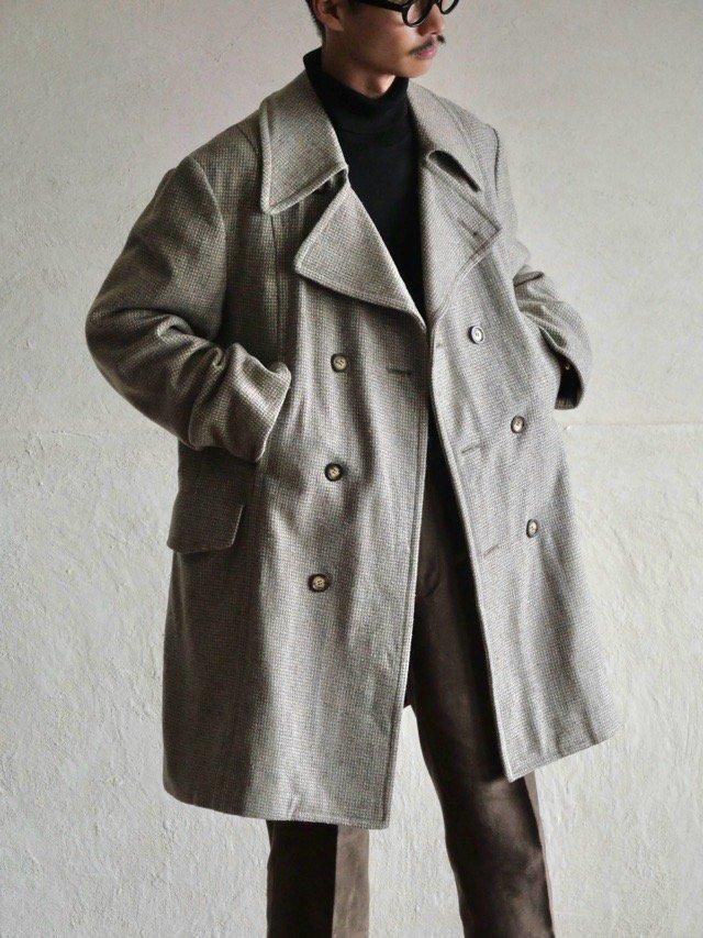 1960~70's USA Vintage Double-Breasted Tweed Coat