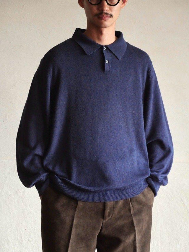1990~00's TOSCANO High-Gauge Knit Polo, Made in Itary / Blue