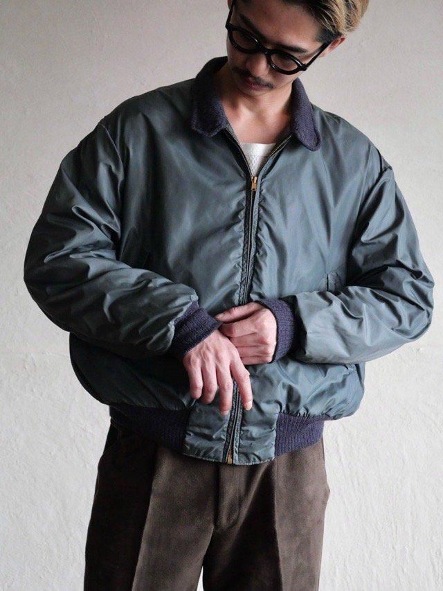 1950~60's Vintage COBER KNIT N.Y.
Lined Nylon Shell Drizzler Jacket, Blue-Gray