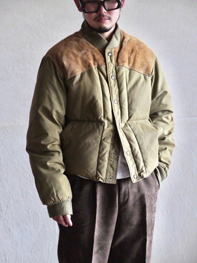 90's Vintage RalphLauren Leather&Canvas Down JKT