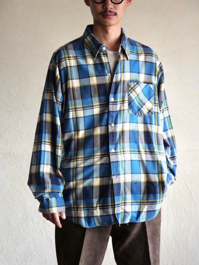 1970~80's Printed Flannel Shirt "Mild Blue"