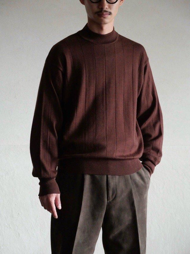 1990~00's Jos.A.Bank Mock-neck Knit Sweater, Brown