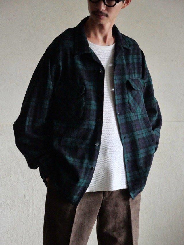 1960's PENDLETON Wool Board Shirt, Black-watch