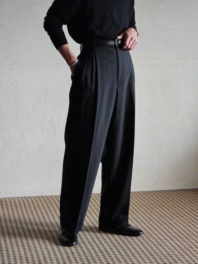 1990~00's Zanella 4Tucks Black Wool Trousersڭ