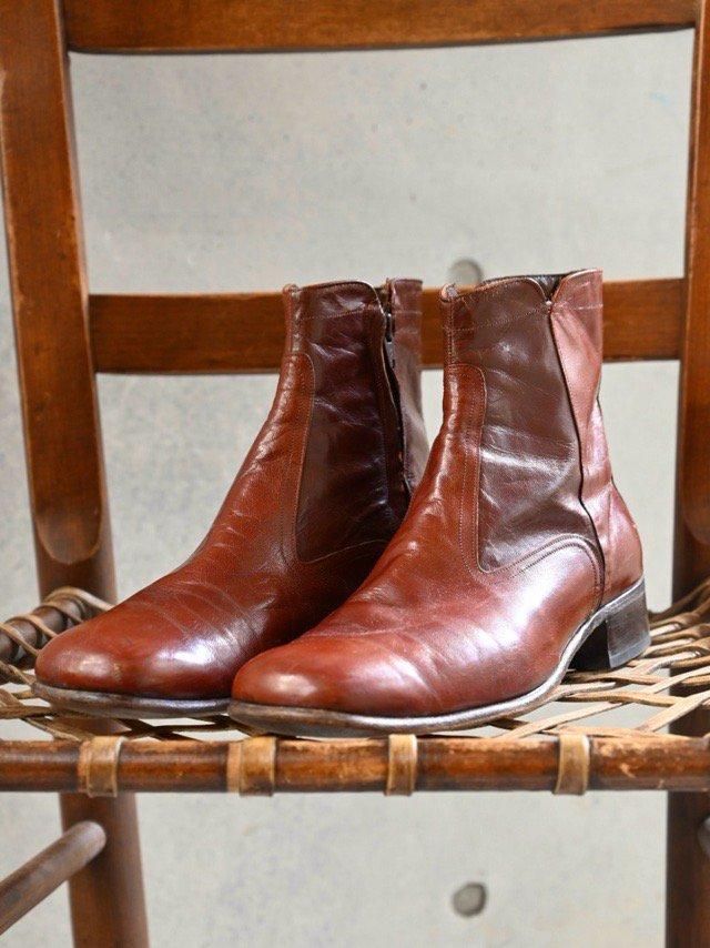 1990's Vintage FLORSHEIM Zip-up Boots, Brown