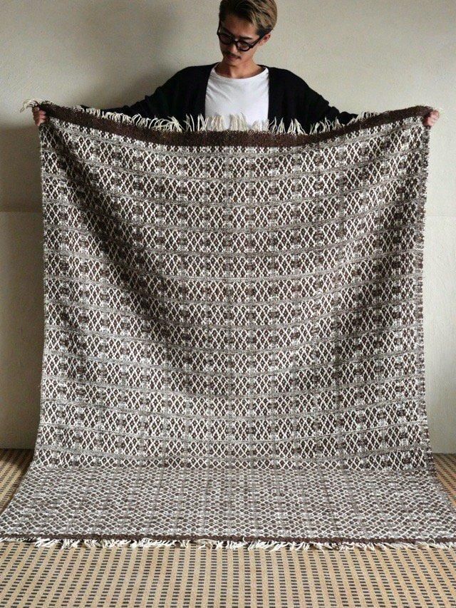 Vintage Wool&Acrylic Rug, BROWN/WHITE