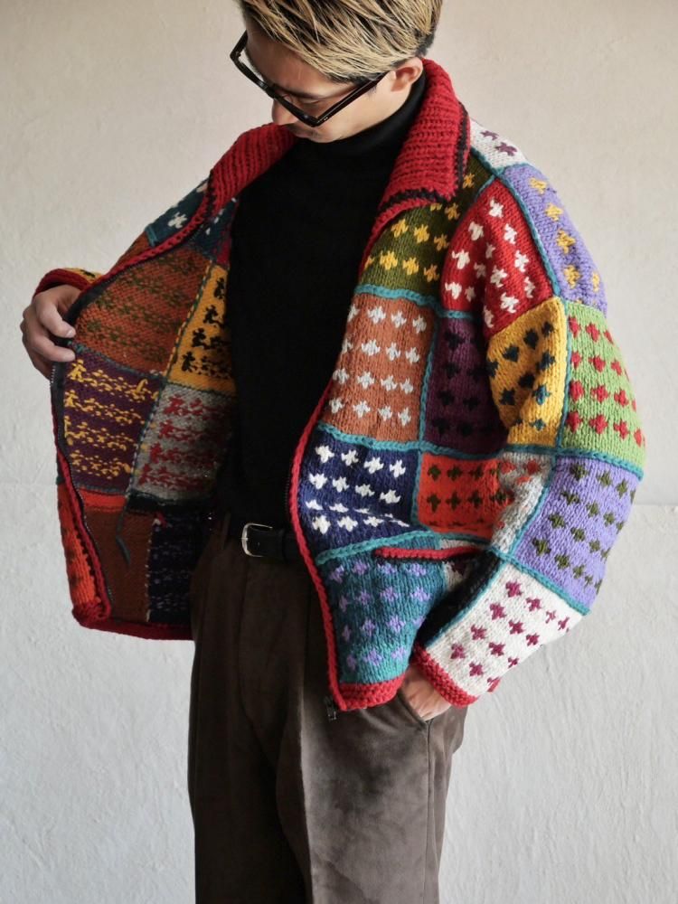 Vintage Ecuador CRAZY-COLOR Hand Knit Jacket