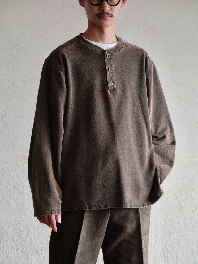 00's L.L.Bean Cotton Henry-neck Shirt, Brown