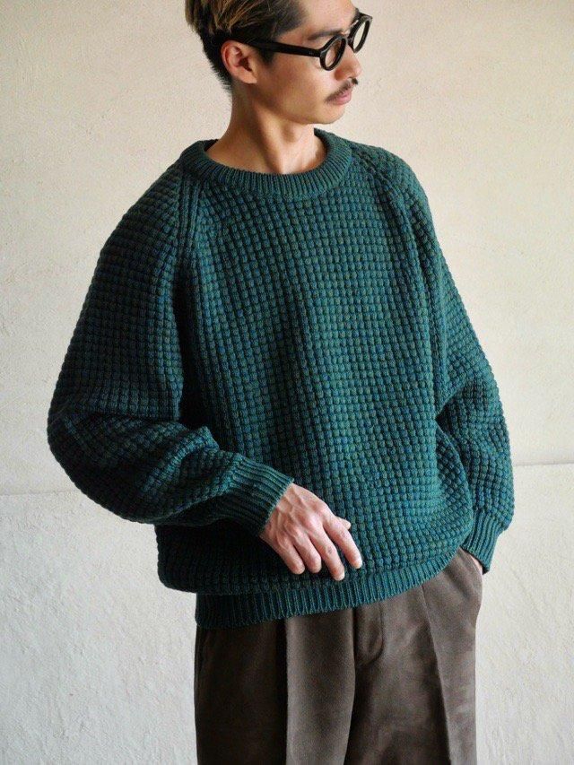 1970's Vintage Popcorn Knit Sweater "Blue&Green"
