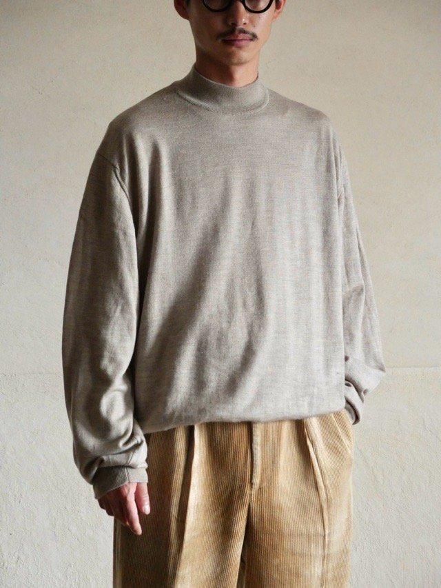 1990~00's HARRY ROSEN Wool Mock-neck Sweater 70% Wool20% Silk10% Cashmere / Made in Italy.