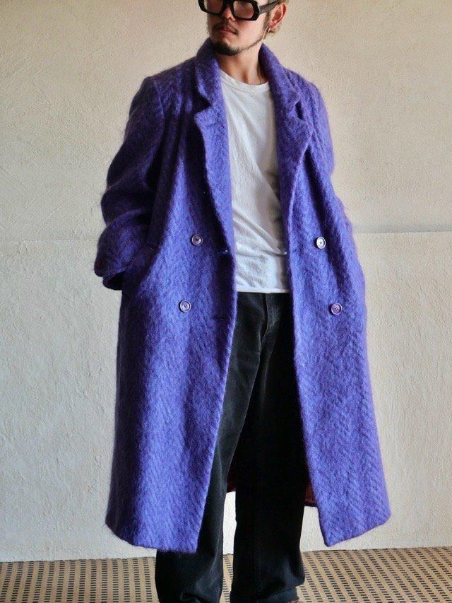 1980's Herringbone Mohair? Double-Breasted Coat