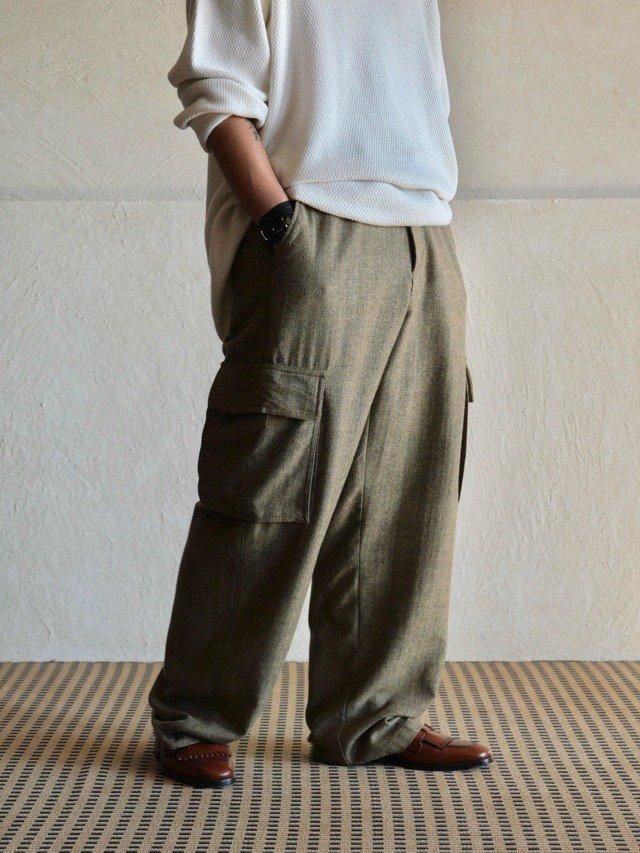 00's OLD NAVY Herringbone Wool Cargo Trousers