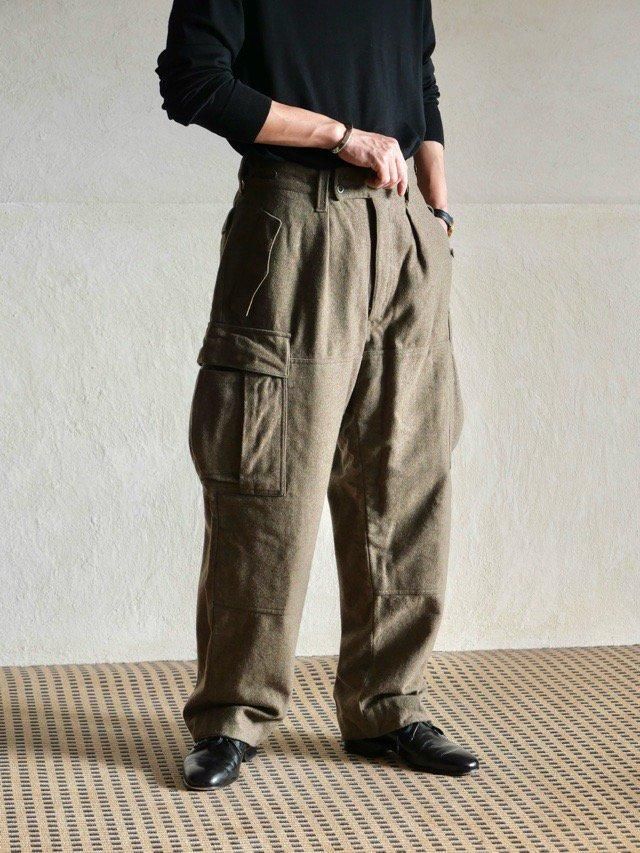 &#127465;&#127466;1959's Vintage West-Germany Military
Double Knee Heavy Wool Cargo Trourers
