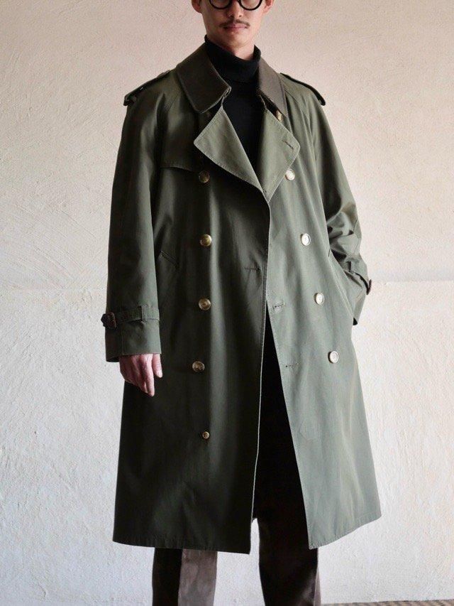 1980~90's Vintage BrooksBrothers Trench Coat, Made in USA. / Olive Poplin Cloth