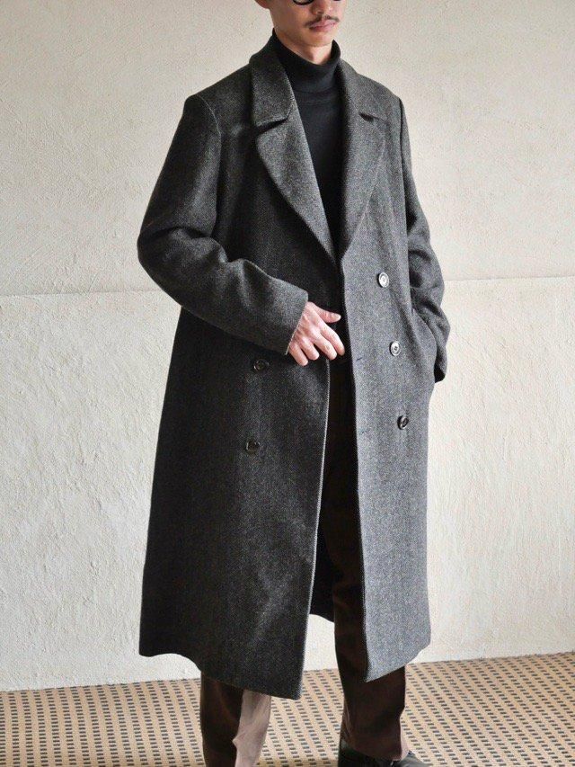 1980's Vintage LONDON FOG
Double-Breasted HBT Tweed Coat