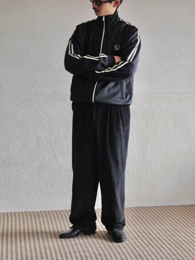 00's~ GIORGIO COSANI Wide-Wale Corduroy Pants, Black