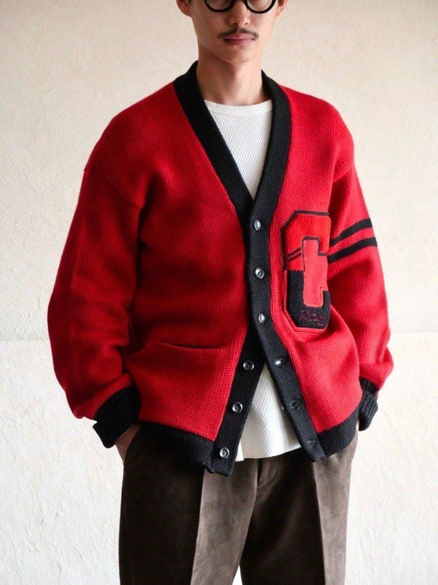 1940~50's Vintage Lettered Wool Knit Cardigan "C"