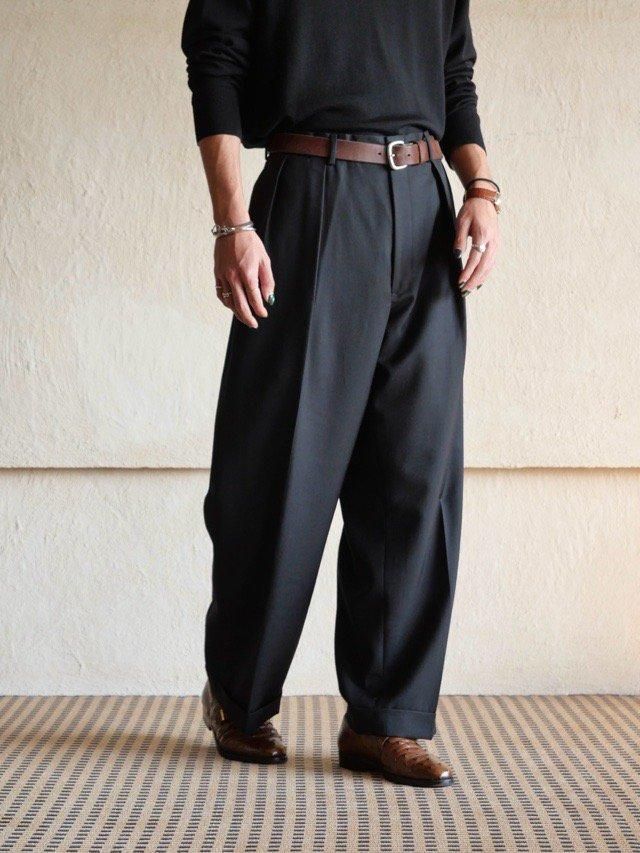 90~00's RalphLauren 2Tucks Brousers, Black