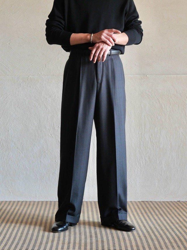 00's ARMANI COLLEZIONI Wool Flannel Stripe Trousers
