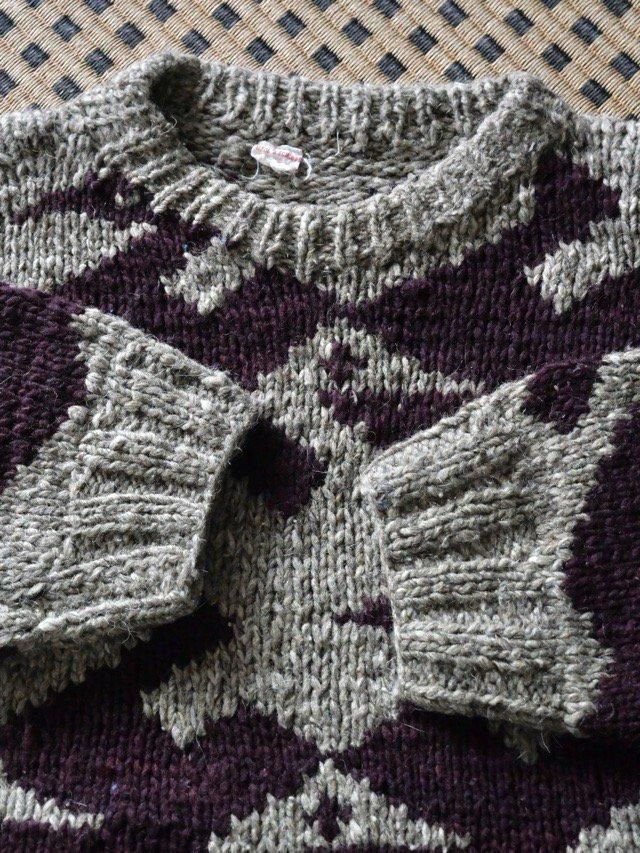 1980's Ecuador Vintage Handflame Knit Sweater, BIRD 1980's Ecuador Vintage Handflame Knit Sweater, BIRD