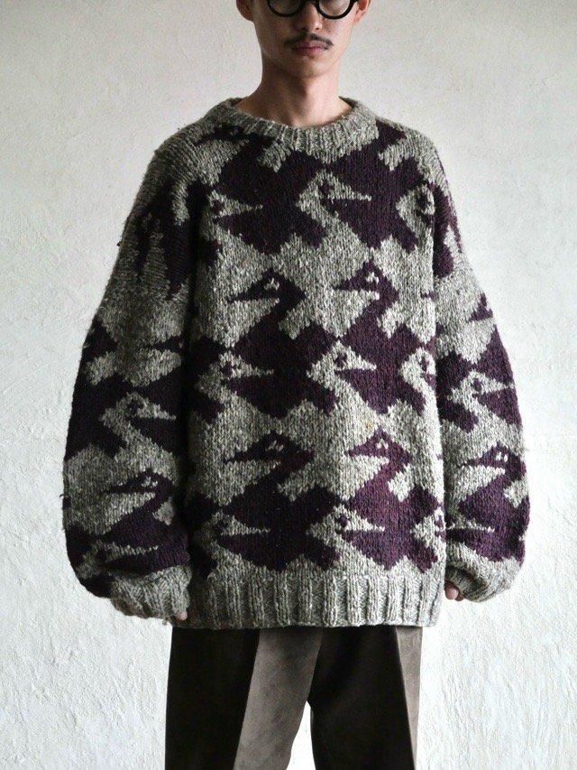 1980's Ecuador Vintage Handflame Knit Sweater, BIRD
