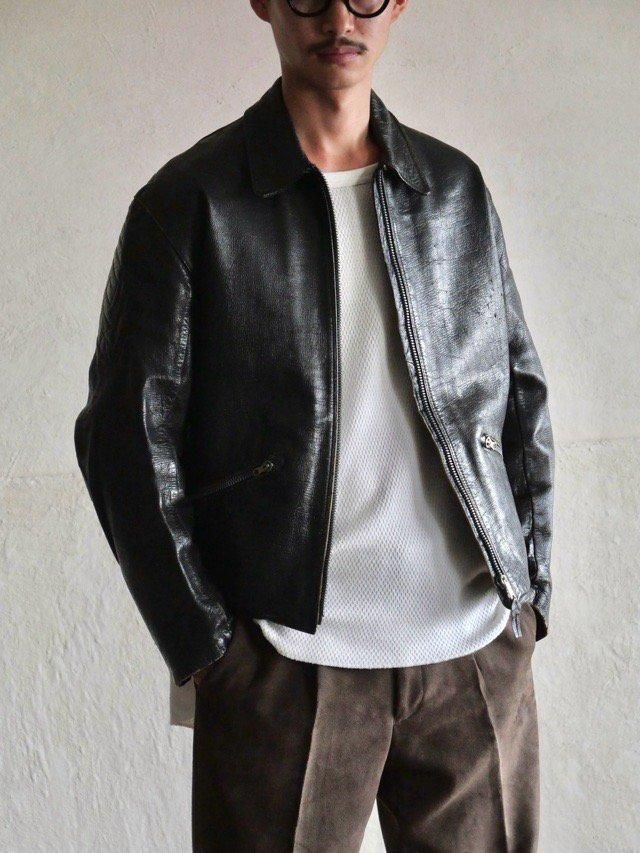 1940~50's EURO Vintage Goat-Leather Jacket, BLACK