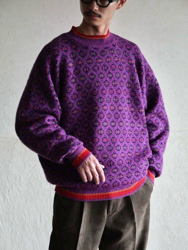 1990's SIMONS Geometric Wool Sweater, PURPLE