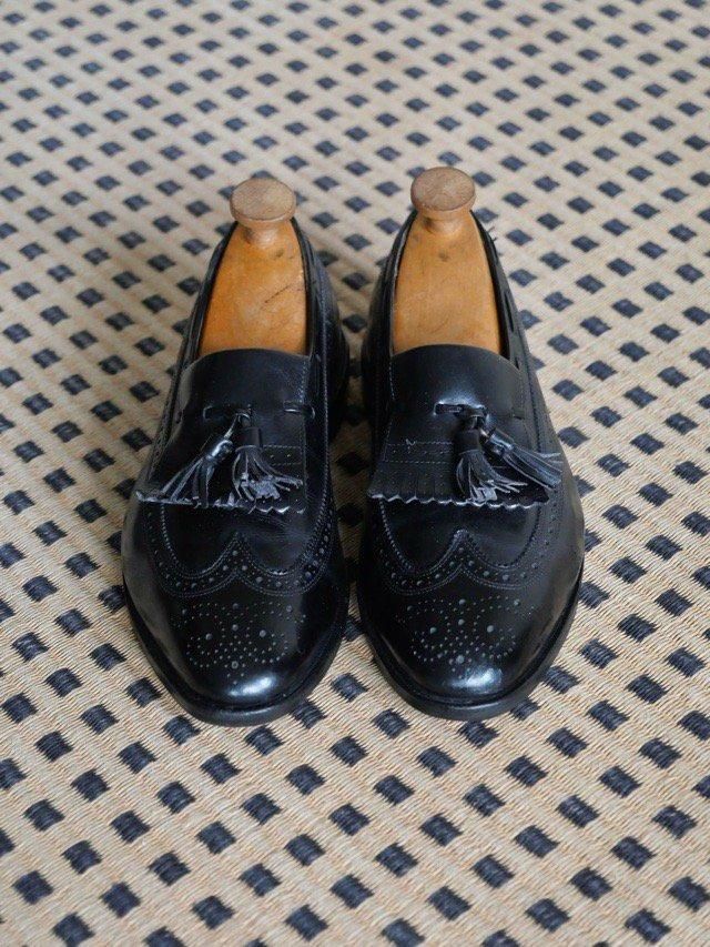 1980~90's AllenEdmonds Tussel Loafers, BLACK / Made in USA.