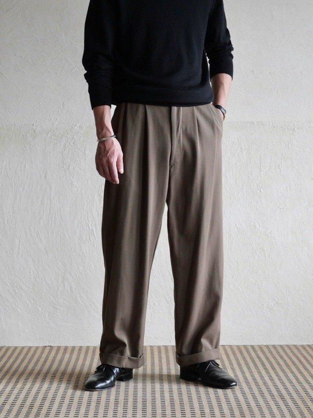 ~1960's Vintage Wool Gabardine Trousers, GREIGE