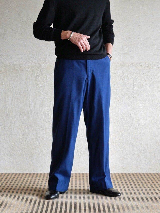 ~1960's Vintage Military Wool Gabardine Trousers, BLUE